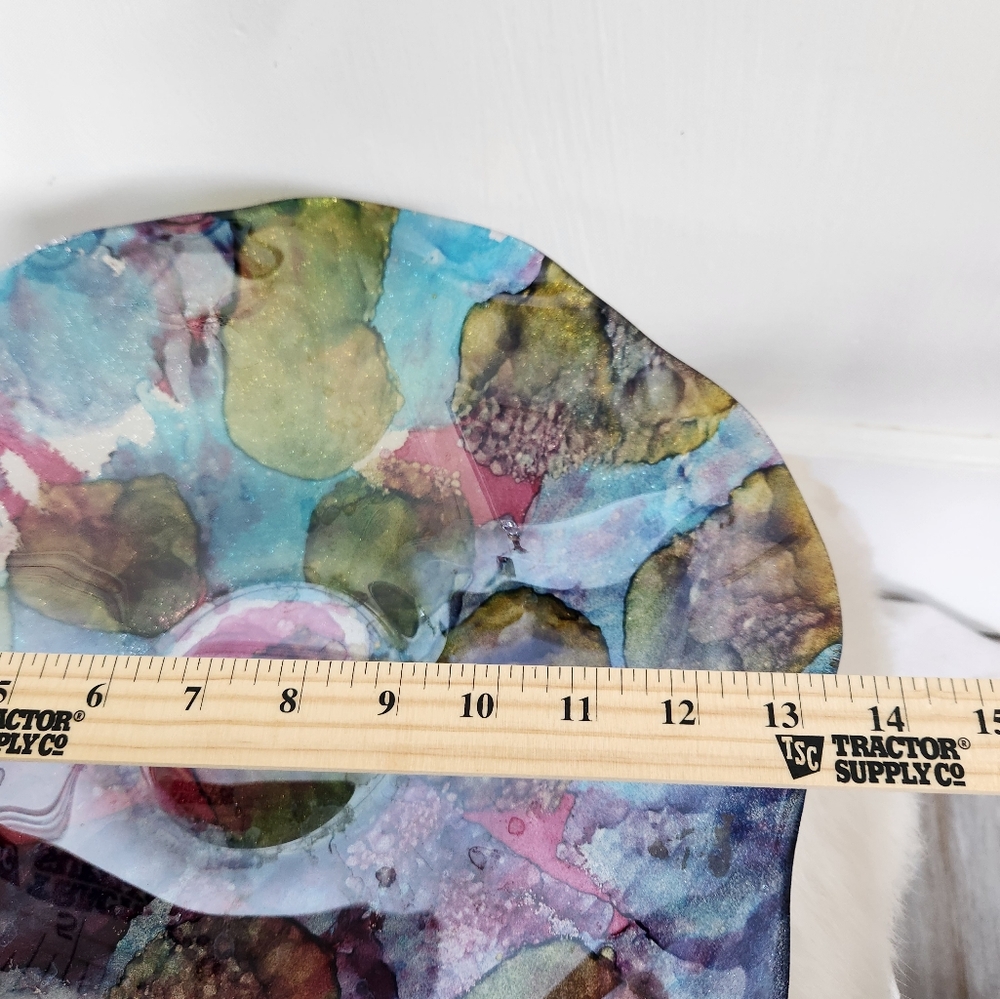 Unique Multicolor Art Centerpiece Bowl – Blue, Red, Green, Gold - Picture 6 of 7